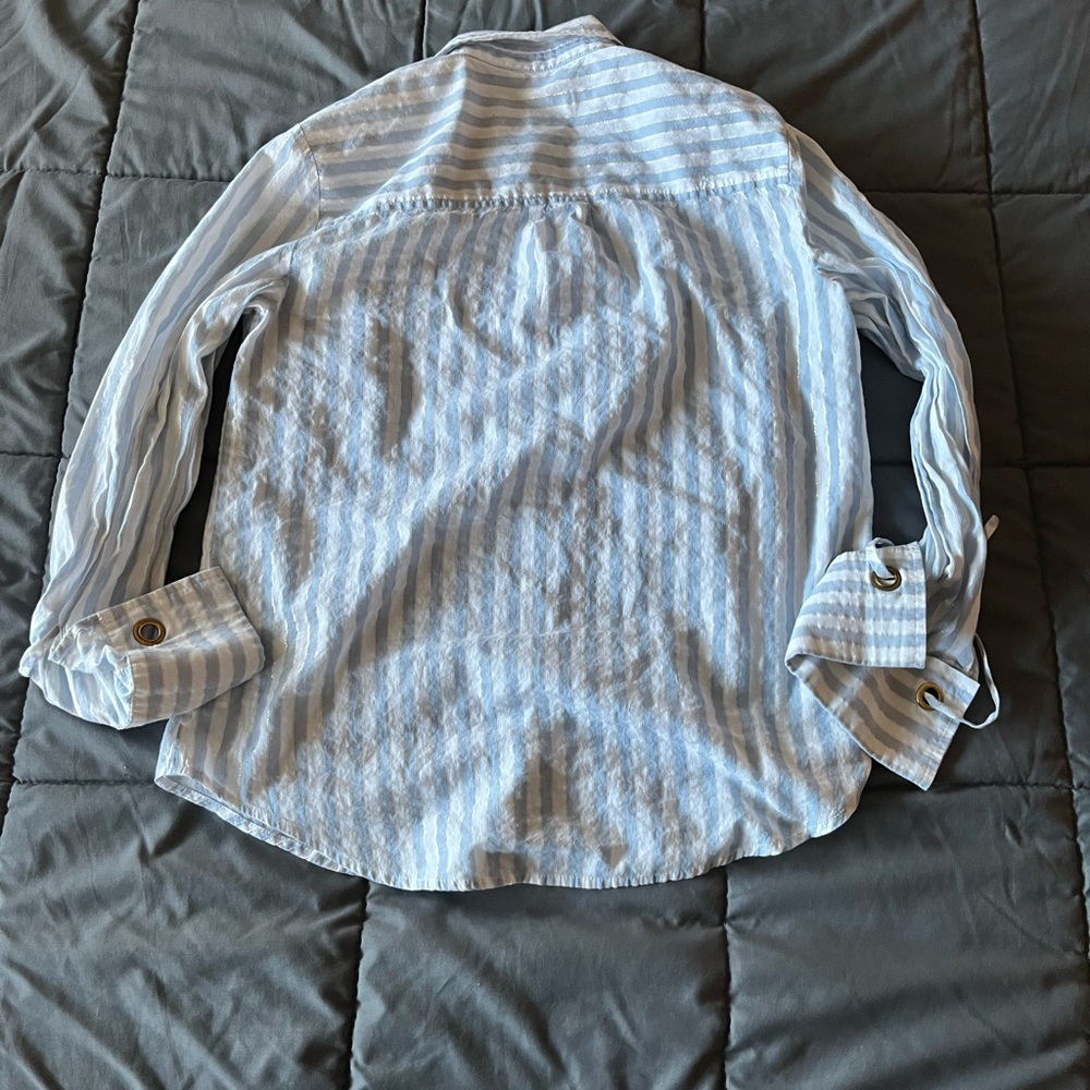 Michael Kors Blue and White Striped womens Shirt M - Picture 5 of 5